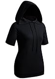 CLOVERY Women's Basic Hoodie Pocket Short Sleeve Hoodies