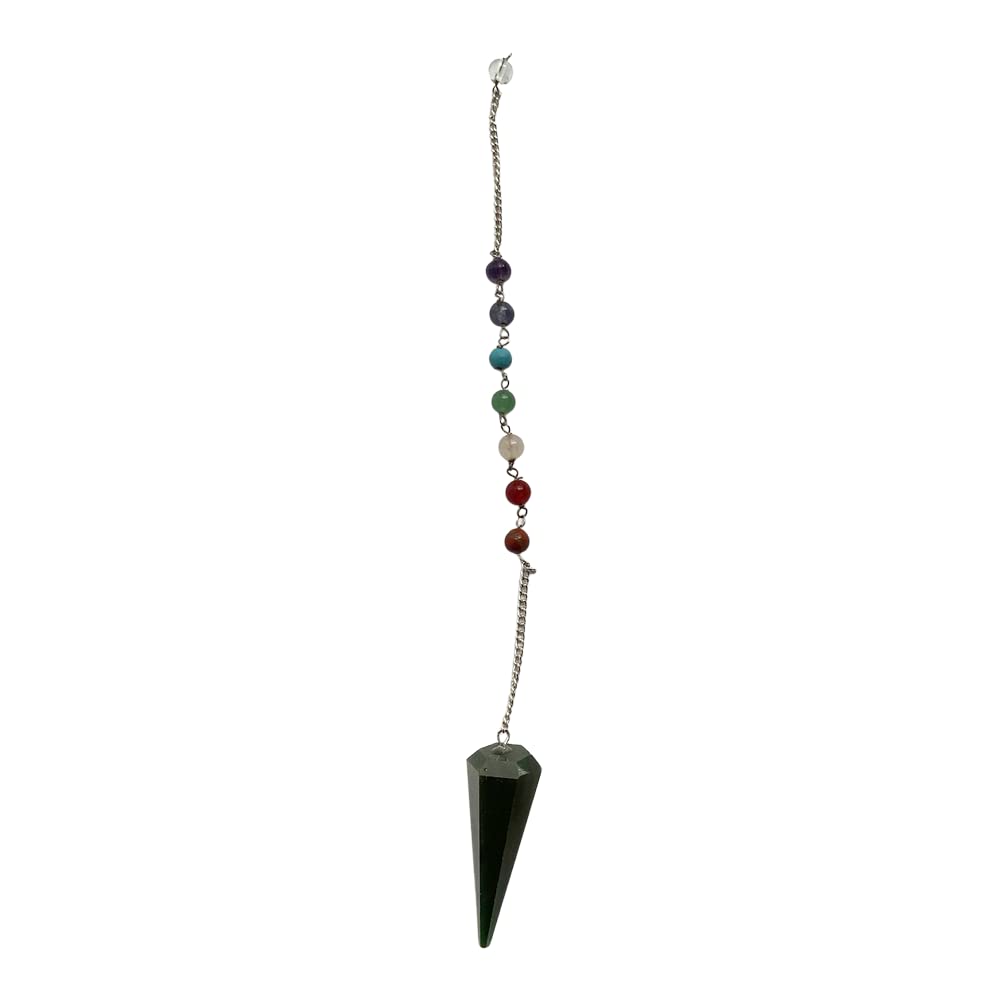 VIE Pendulum with 7 Chakra Beaded Chain (Green Jade) — image 1