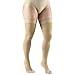 Truform 20-30 mmHg Compression Stockings for Men and Women, Thigh High Length, Dot-Top, Open Toe, Beige, X-Large