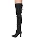 Chase & Chloe EE81 Women's Thigh High Corset Lace Up Stacked High Heel Boots