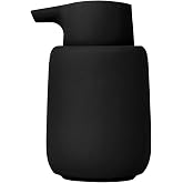 blomus SONO Bathroom Soap Dispenser, Black | Ceramic, Soft Touch, Manual Soap Pump, Modern Design
