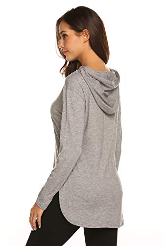 Women's Comfy SwBLUETIME Women's T-Shirts for Juniors Plain Long Sleeve Tunic Shirts Sports Activewear Tops(XL, Grey)