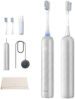 Fresh Pro 3DClean cepillo de dientes con aplicación, Recargable para adultos, 2 cabezales de cepillado 3-en-1 y estuche de viaje, 30 días de duración de la batería, Plateado