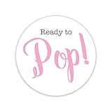 Ready To Pop Stickers, She's Ready To Pop Labels, About To Pop Popcorn Stickers (#368) (Pastel Pink)
