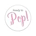 Ready To Pop Stickers, She's Ready To Pop Labels, About To Pop Popcorn Stickers (#368) (Pastel Pink)