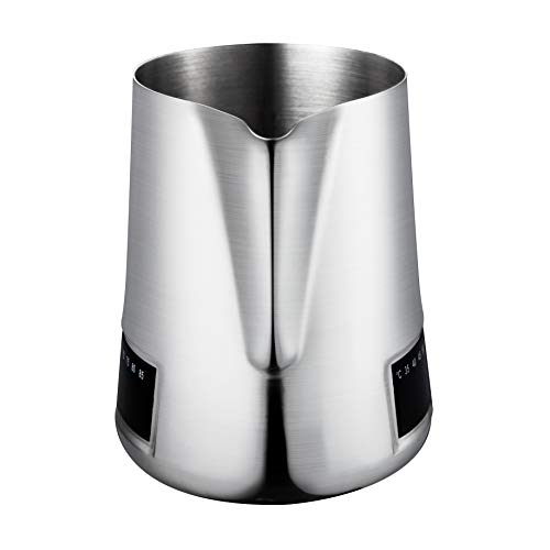 Milk Frothing Pitcher With Integrated Thermometer, 16oz/480ml Stainless Steel Milk Coffee Cappuccino Latte Art Barista Pitcher Milk Jug Cup, With Decorating Art Pen & Microfiber Cloth, Polished Finish - Thumbnail 5