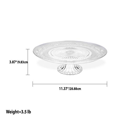 11.37 Inch Glass Cake Stand/Cake Plate/Pedestal for Cupcakes, Desserts and Pies