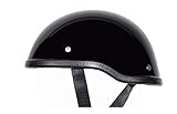 Low Profile Novelty Harley Chopper Motorcycle Half Helmet Skull Cap Shiny Black (Large 23