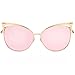 SojoS Fashion Cat Eye Style Metal Frame Women Sunglasses Lady Glasses SJ3163 With Gold Frame/Pink Mirrored Lens