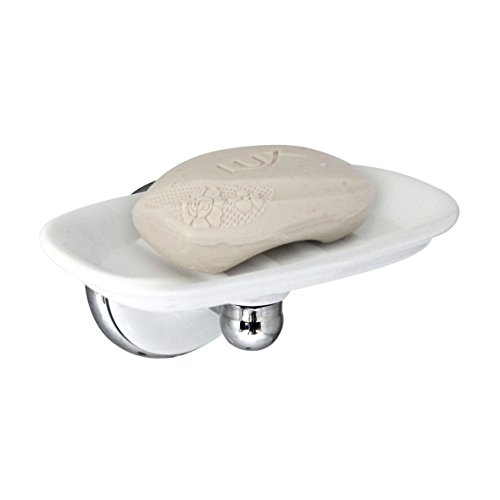 MODONA Porcelain Soap Dish - White Porcelain & Polished Chrome - Arora Series - 5 Year Warrantee