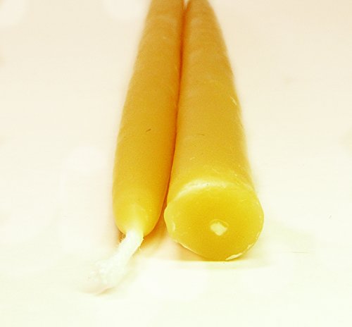 BCandle 100% Beeswax 2-Hour Taper Candles Organic Hand Made - 7 1/2 Inches Tall, 3/8 Inch Diameter (Pack of 36)