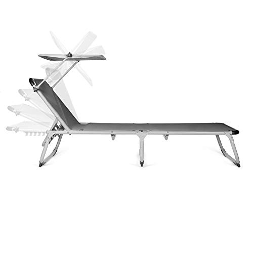 Park Alley Sonnenliege klappbar - Gartenliege wetterfest, Liegestuhl klappbar mit Sonnenschirm - hochwertiger Aluminium Rahmen - Outdoor Liegestuhl für Balkon & Garten - Belastbar bis 100kg – Bild 5