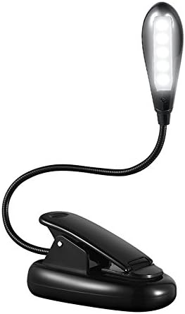 Vshiny Rechargeable 4 LED Book Light,Music Stand Light,USB LED Light,clip on lamp,Desk Lamp,Daylight White,Travel Light, W USB Cable &amp; AC Charger.