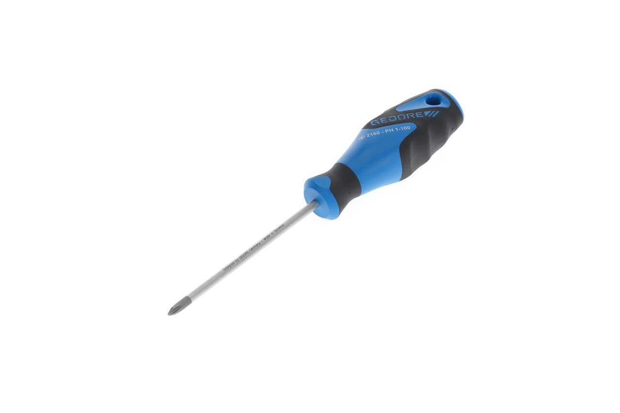 GEDORE Screwdriver Phillips PH1, Screwdriver, 3-component handle, length 200 mm, Tool, 2160 PH 1-100, Steel