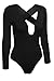 Zeagoo Women V-neck Stretch Bodysuit Bodycon Playsuit Sexy Jumpsuit Tops Black Small