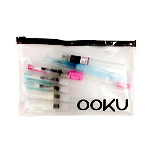 OOKU Watercolor Brush Pens 7 Piece Set - 5 Multi Purpose Watercolor Brush pens - Bonus Pen Brushes Holder Pouch, Artist Grade Watercolor Brushes for Water Color Painting & Lettering