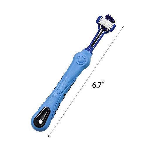 3-Sided Pet Toothbrush,Toothbrushes for Dogs,Cat Toothbrush,Teeth Best Dental Care,Remove Dirt and Freshen Breath with Oral Care,2 Pcs(Blue,White)