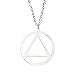 Silver Recovery AA Necklace Alcoholics Anonymous Gifts for Men Women (AA necklace silver)