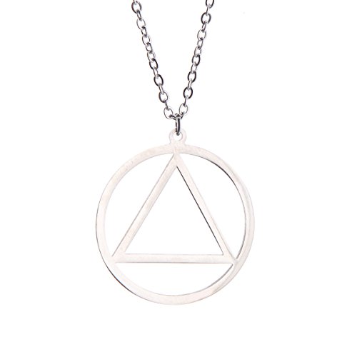 Silver Recovery AA Necklace Alcoholics Anonymous Gifts for Men Women (AA necklace silver)