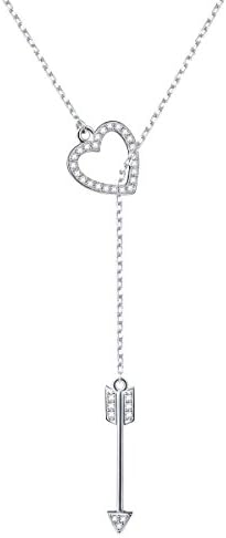 S925 Sterling Silver Long Chain Heart Arrow Necklace Adjustable Classic Y necklace for Women 20" 30"