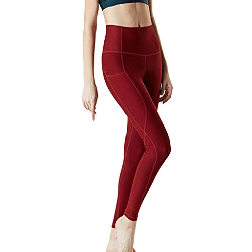Mysky Popular Women Classic Comfy Leggings Fitness Sports Running Yoga Workout Out Athletic Pants Red - Thumbnail 3