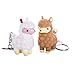 PooPoo Llama (Glitter Pooping Llama) Keychains White & Brown Complete Gift Set Party Bundle - 4 Pack (2 of Each Color)