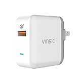 Vinsic USB Wall Charger with Quick Charger Foldable Plug for Galaxy S7/S6/Edge/Plus, Note 5/4, LG G5 V10, HTC 10 and More