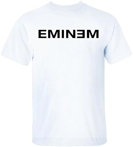 XMANA Men's Top Rap Singer Eminem Logo T-Shirt white L