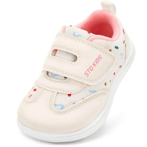 STQ KIDS Wide Toe Box Toddler Shoes Zero Drop Boys Girls Barefoot Shoe Non-Slip Little Kids Sneakers for First Walking