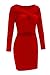 VOGRACE Women's Long Sleeve Cut Out Bandage Bodycon Party Clubwear Dress L Red