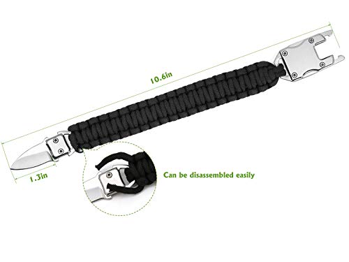 Paracord Woven Bracelet-10.6 in with Stainless Steel Knife Blade & Durable Cord. Self Defense Gear & Survival Kit for Hiking, Camping. Useful Handy Tool in Daily Life.