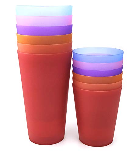 32-ounce and 18-ounce Plastic Tumblers/Drinking Glasses/Party Cups/Iced Tea Glasses Set of 12,6 Assorted Colors| Unbreakable, Dishwasher Safe, BPA Free - Thumbnail 4