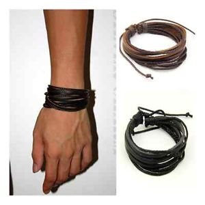 New fashion men surfer tribal wrap multilayer genuine leather cuf…