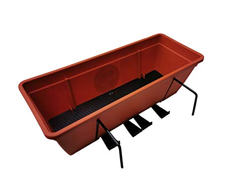 Garden4You Pflanzgefäß zum Aufhängen, Balkonkasten mit Haken und Untersetzer, 50 cm, terrakottafarben – Bild 3