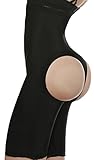 Ekouaer Body Shaper Womens Butt Lifter Control Panty Hi-Waist Thigh Slimmer Black, XS