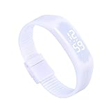 Bolayu Mens Womens Rubber LED Sports Waterproof Watch Bracelet Digital Wrist Watch White
