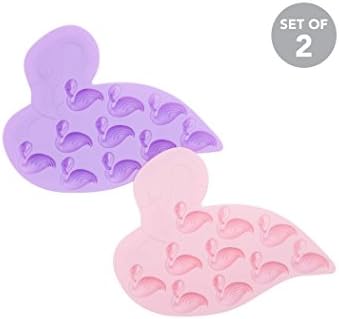 Sunnylife Australia Flamingo Shaped Silicone Ice Cube Trays - Set of 2 (Purple and Pink)