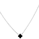 Ginasy Lucky Clover Design with Rhinestone 925 Sterling Silver Necklace 6mm/8mm/12mm (NKYSB-1541)