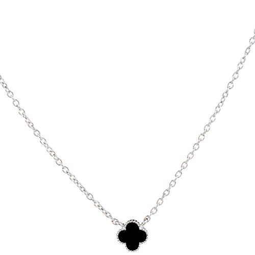 Ginasy Lucky Clover Design with Rhinestone 925 Sterling Silver Necklace 6mm/8mm/12mm (NKYSB-1541)
