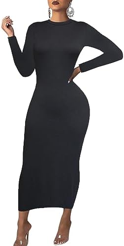 Amazon.com: Women's Long Bodycon Dress - Summer Casual Short Sleeve Midi  Club Party Fitted Tight Dresses Black S : Clothing, Shoes & Jewelry