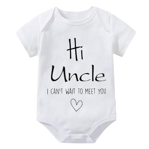 WOOYONGING Hi Uncle I Can't Wait To Meet You Pregnancy Announcement Infant Baby Bodysuit Surprise Gift For Uncle