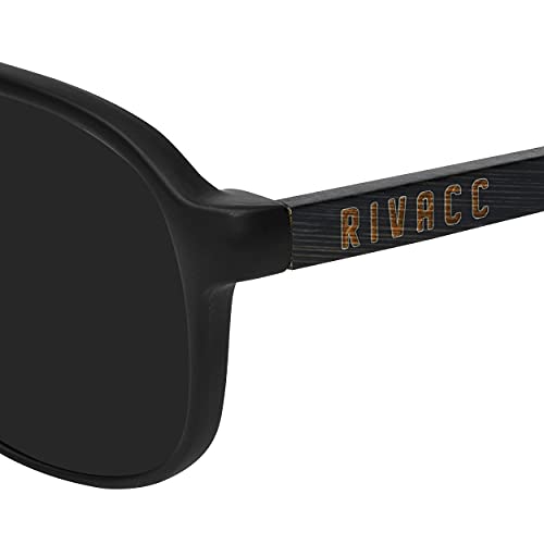 Rivacc Lentes de Sol Polarizados con Protección UV400 y Bisagras Flexibles, Unisex para Hombre y Mujer, Hechos a Mano con Madera de Bambú, Incluye Estuche, Milan