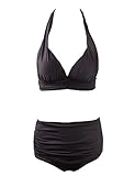Surenow Womens Retro 50s swimwear Halter High Waist Bikini Swimsuit Bathing Suit