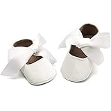 Isbasic Baby Girls Mary Jane Shoes Toddler Soft Sole Anti-Slip Princess Baptism Crib Dress Shoes (0-6 Months, B-White)