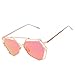 ABC® Twin-Beams Geometry Design Women Metal Frame Mirror Sunglasses Cat Eye Glasses (Red, 0.5)