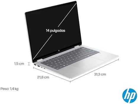 HP Omnibook X Flip - 14" 2K IPS Conversível Touch Laptop Intel Ultra 7-258V EVO, 32GB RAM, 1TB SSD, Intel ARC Graphics, Windows 11 Home Silver- Espanhol Teclado QWERTY