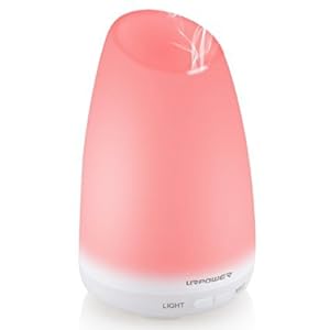 URPOWER Essential Oil Diffuser 120ml Aromatherapy Diffuser Portable Ultrasonic Aroma Humidifier with 7 Color Changing LED Lamps, Mist Mode Adjustment and Waterless Auto Shut-off Function