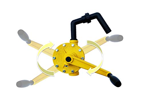 JAANHUEI RP90PJH Hand Rotary Drum Pump PP Hand Pump Oil Fuel Transfer Patented in Taiwan Yellow 51.9 inches (132 cm) PP FKM Seals 9.4 oz. (280 cc) Per Rotation for 5, 15, 30, 55 gal - Thumbnail 3