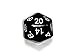 Black d20 Initiative Advantage Die for Role-Playing Games. 20 sided RPG Dice by Death Dealer Dice