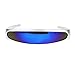 SA106 Mirror Lens Monolens Cyclops Robotic Futuristic Sunglasses Silver - Blue Mirror